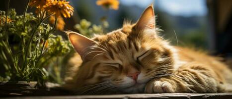 ai generiert charmant und komisch Foto von ein schläfrig Kätzchen, präsentieren es ist flauschige gestreift Pelz und bezaubernd Ausdruck.