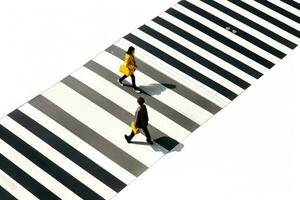 ai generiert Fußgänger Zebrastreifen im ein Stadt auf Weiß Hintergrund foto