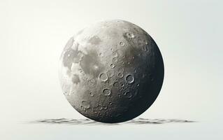 ai generiert Mond im präzise 8 Tausend Rendern auf Weiß Hintergrund. foto