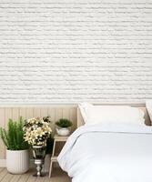 Schlafzimmer und Wand dekorieren in Wohnung oder Haus foto