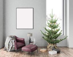 Weihnachtsinterieur mit vertikalem Rahmen foto