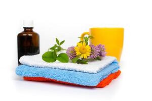 Saunaset - Handtücher, Kräuteröl und Bio-Tee foto