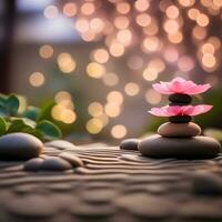 ai generiert Zen Garten mit Lotus Blume und Steine foto