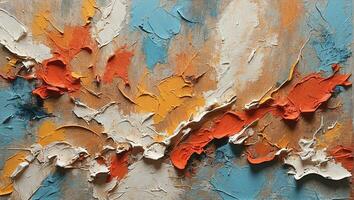 ai generiert ein abstrakt Gemälde mit orange, Blau und Weiß Farbe foto