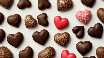 Valentinstag Tag Schokolade Herzen Muster ai generativ foto