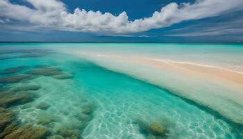 ai generiert ein schön Strand mit Türkis Wasser und Weiß Sand foto