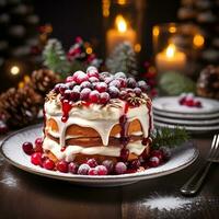 ai generiert traditionell hausgemacht Weihnachten Kuchen foto