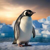 ai generiert Pinguin auf das Gletscher foto