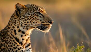 ai generiert ein Leopard ist suchen aus in das Entfernung foto