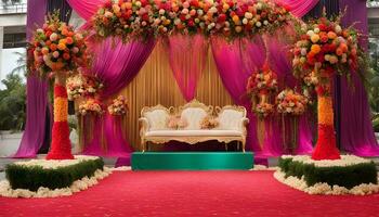 ai generiert indisch Hochzeit Dekor Ideen foto