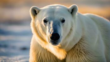 ai generiert ein schließen oben von ein Polar- Bär im das Schnee foto