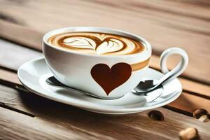 ai generiert ein Tasse von Kaffee mit ein Herz foto