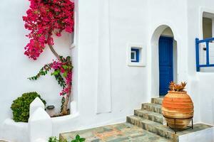malerisch naousa Stadt, Dorf Straße auf Paros Insel, Griechenland foto