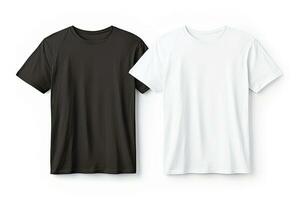 ai generiert schwarz und Weiß Herren T-Shirts isoliert auf ein Weiß Hintergrund. foto