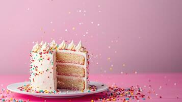 ai generiert Geburtstag Kuchen Werbung Hintergrund mit Kopieren Raum foto