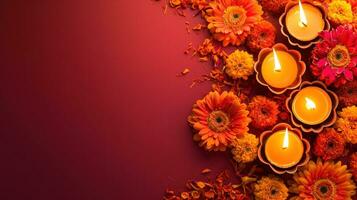 ai generiert Diwali Werbung Hintergrund mit Kopieren Raum foto