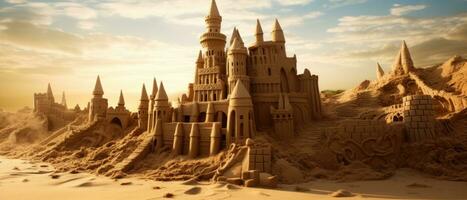 ai generiert still Wüste Szene mit ein detailliert Sand Schloss. ai generativ. foto