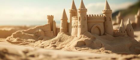 ai generiert zart Sand Schloss mit Größe. ai generativ. foto