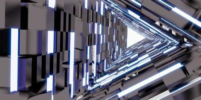 Lasertunneltechnologie dreieckige Korridortür aus Neonlicht foto