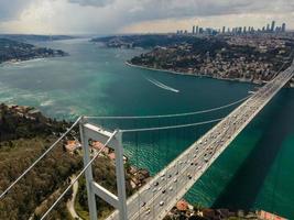 Istanbul Meerenge und Bosporus-Brücke Draufsicht 2020 foto