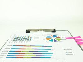 Analyse von Marketingberichtsdiagrammen und Finanzdiagrammen foto
