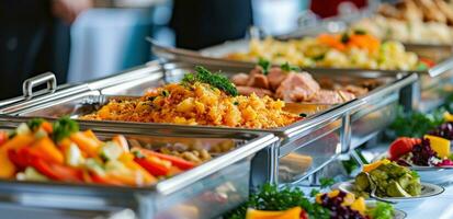 ai generiert Bankett Gastronomie im san Diego Bezirk, Mekka Essen Dienstleistungen foto