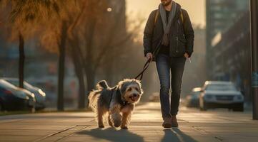 ai generiert Hund Gehen im Smartwatch foto