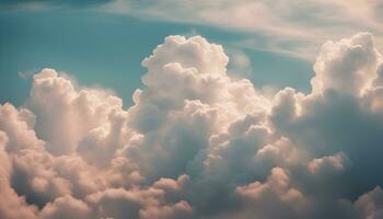 ai generiert Wolken im das Himmel mit ein Blau Himmel Hintergrund foto