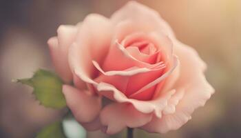 ai generiert ein Single Rosa Rose ist gezeigt im ein verschwommen Foto