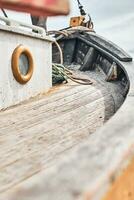 Detail von alt hölzern Boot foto