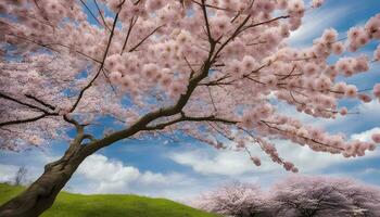 ai generiert Kirsche blühen Baum im das Park foto