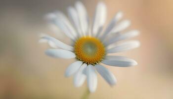 ai generiert ein Single Weiß Gänseblümchen mit Gelb Center foto