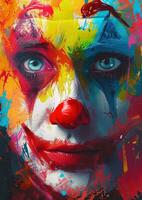 ai generiert Clown Gesicht Farbe zum Porträt oder Digital Kunst foto