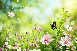 ai generiert Frühling Poster Vorlage mit groß Kopieren Raum zum Text foto