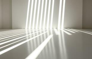 ai generiert Weiß gestreift Fußboden mit Licht leuchtenden auf es foto