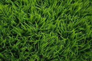 ai generiert Grün Gras Textur Hintergrund. schließen oben von frisch Frühling Gras oben Aussicht foto