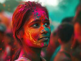 ai generiert holi bunt Festival foto