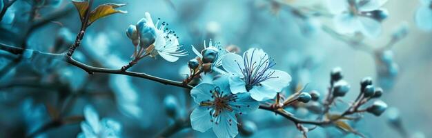 ai generiert Hintergrund Blume Ast Blau Blume foto