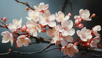 ai generiert Geäst Blüte, Natur Schönheit im Rosa, beschwingt Farben von Frühling generiert durch ai foto