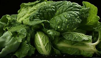 ai generiert frisch, gesund Salat Natur organisch Vegetarier Essen, schließen oben von belaubt Grüns generiert durch ai foto
