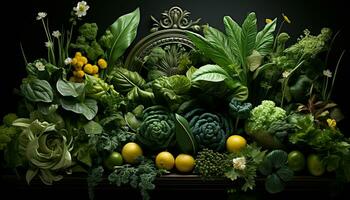 ai generiert Frische von Natur Grün Gemüse, organisch Essen, Pflanze basierend Diät generiert durch ai foto