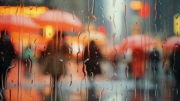 ai generiert Stadt Silhouette hinter das Fenster auf ein regnerisch Tag. generativ ai foto
