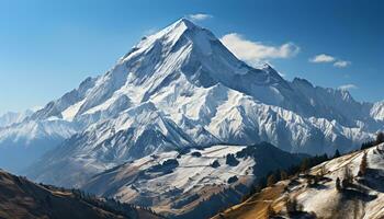 ai generiert majestätisch Berg Gipfel, Schnee gedeckelt, still Szene, Natur Schönheit generiert durch ai foto