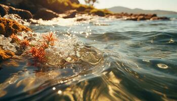 ai generiert unter Wasser Fisch schwimmen im still, multi farbig Seelandschaft generiert durch ai foto