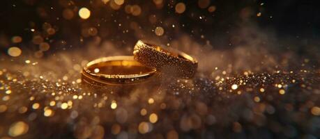 ai generiert ein animiert Foto von Hochzeit Ringe gemacht von Gold