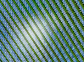 Solar- Bauernhof und Sonne Licht. Solar- Leistung zum Grün Energie. nachhaltig verlängerbar Energie. Photovoltaik Leistung Bahnhof oder Solar- Park. Solar- Panel Installation und Instandhaltung Konzept. Energie Nachhaltigkeit. foto