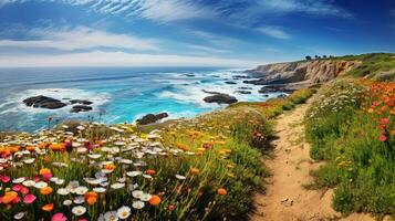 ai generiert Küsten Sommer- Wildblume Extravaganz - - ai generiert foto