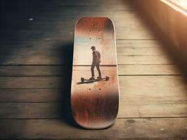 ai generiert modisch Skateboard Deck Attrappe, Lehrmodell, Simulation zum Sport und Lebensstil - - ai generiert foto