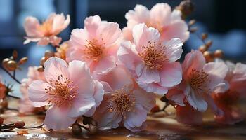 ai generiert Frische und Schönheit im Natur ein beschwingt Rosa Blume blühen generiert durch ai foto