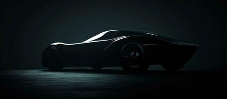 ai generiert ein futuristisch Auto Silhouette im das dunkel foto